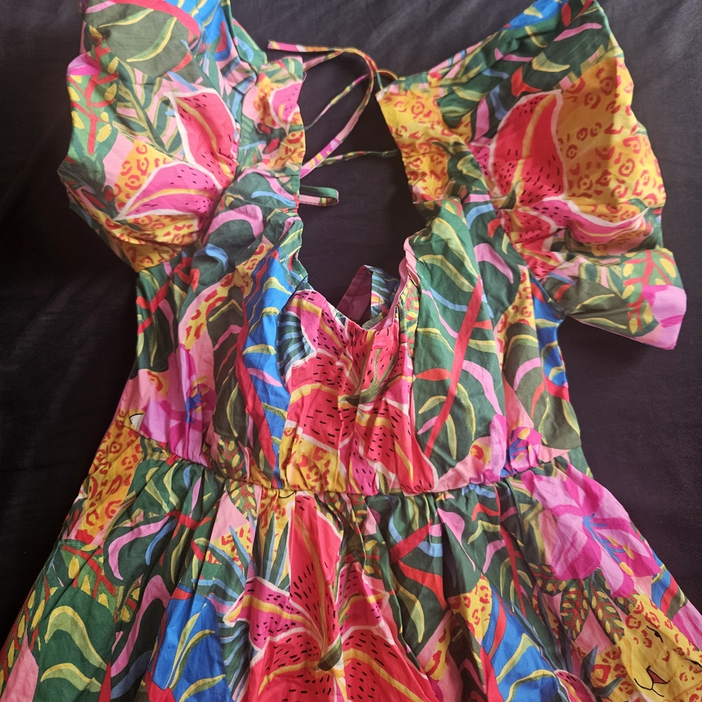 Women's Tropical print mini dress size large - Picture 5 of 9